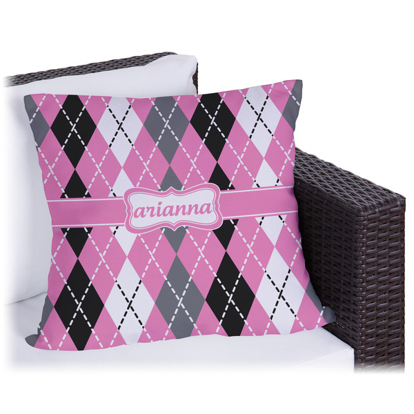 Custom Argyle Outdoor Pillow - 16" (Personalized)