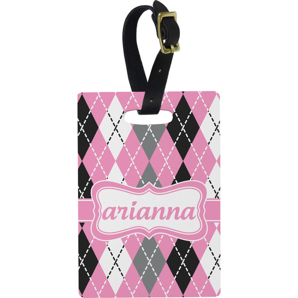 Custom Argyle Plastic Luggage Tag - Rectangular w/ Name or Text