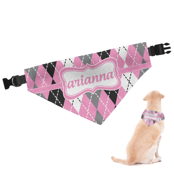 Custom Argyle Dog Bandana - Large (Personalized)