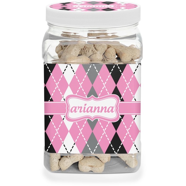 Custom Argyle Dog Treat Jar (Personalized)