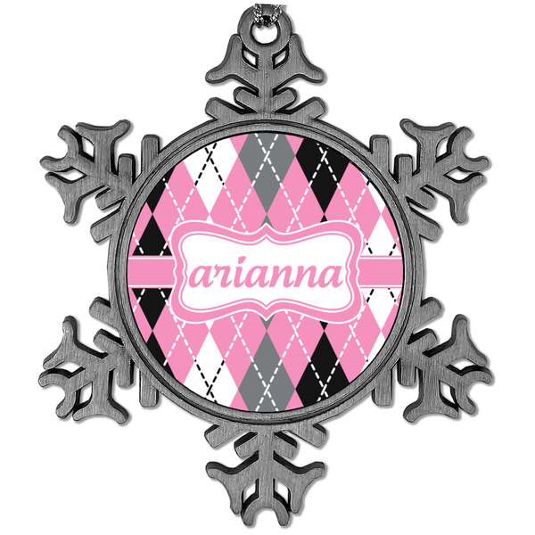 Custom Argyle Vintage Snowflake Ornament (Personalized)