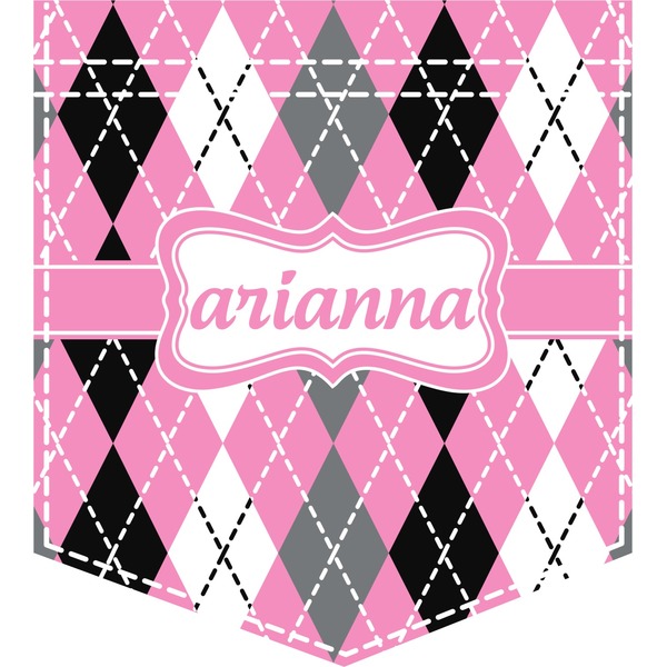 Custom Argyle Iron On Faux Pocket (Personalized)
