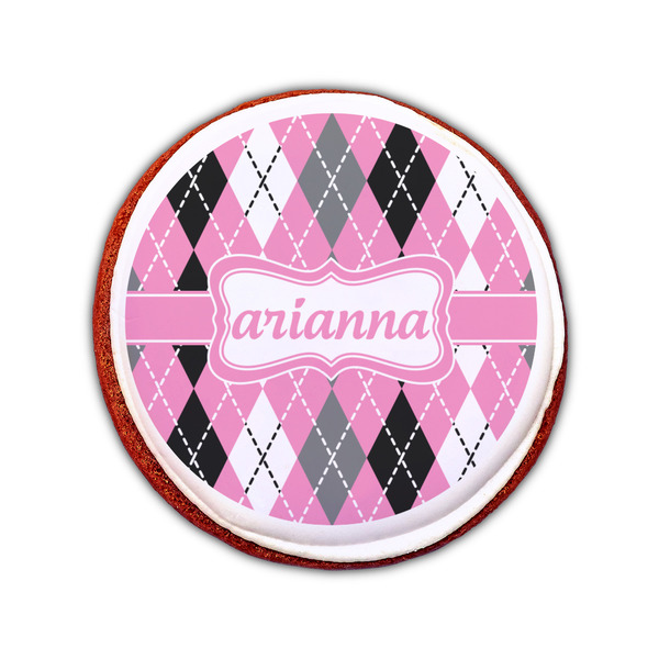 Argyle Printed Icing Circle - Small - On Cookie