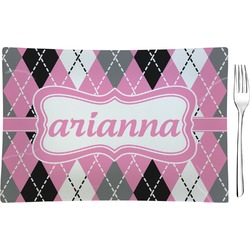 Argyle Rectangular Glass Appetizer / Dessert Plate - Single or Set (Personalized)