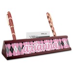Argyle Red Mahogany Nameplate with Business Card Holder (Personalized)