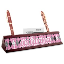 Argyle Red Mahogany Nameplate with Business Card Holder (Personalized)