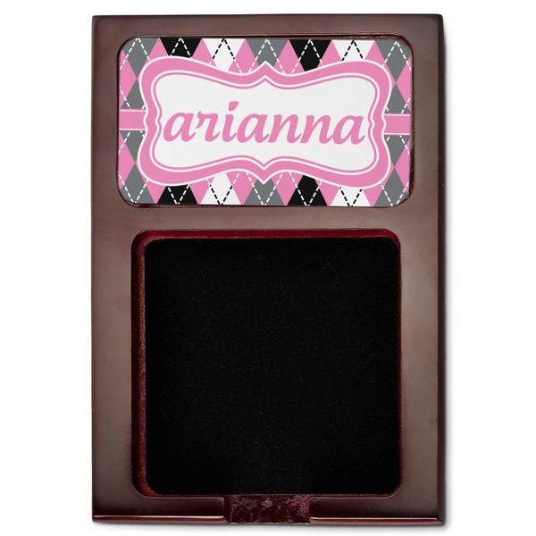 Argyle Red Mahogany Sticky Note Holder - Flat