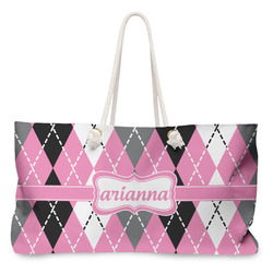 Argyle Large Tote Bag with Rope Handles (Personalized)