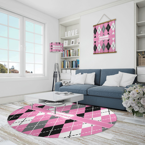 Argyle Round Area Rug - IN CONTEXT