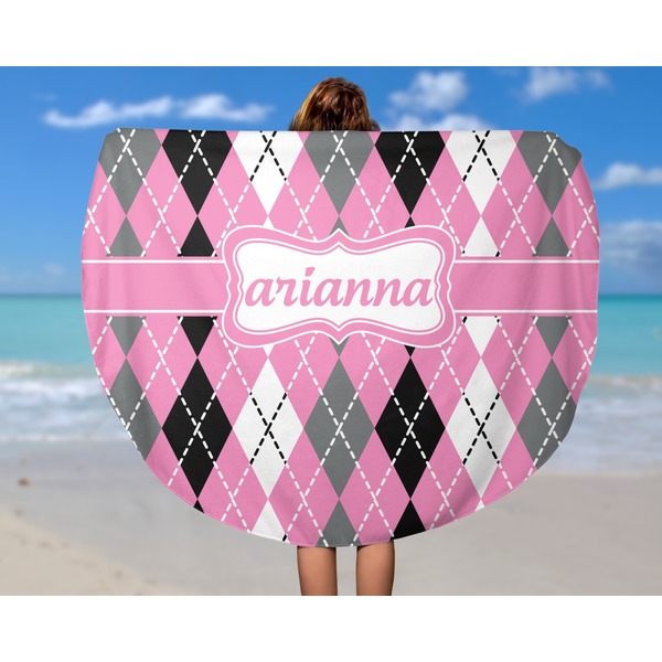 Argyle Round Beach Towel - In Use