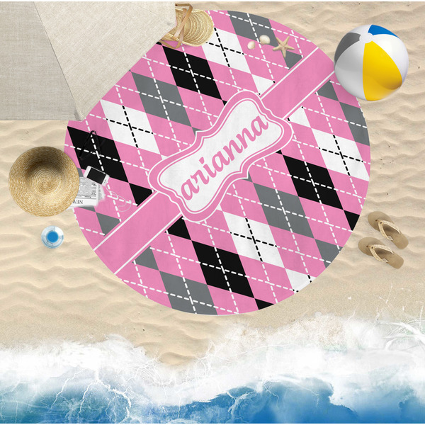 Argyle Round Beach Towel Lifestyle