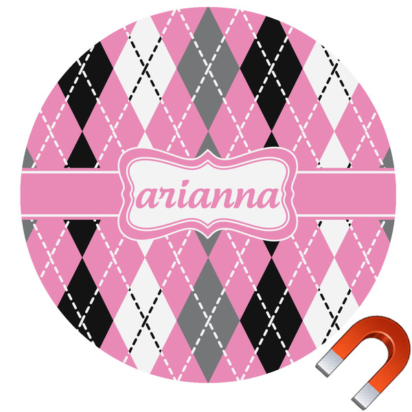 Custom Argyle Round Car Magnet - 10" (Personalized)