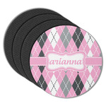 Argyle Round Rubber Backed Coasters - Set of 4 (Personalized)