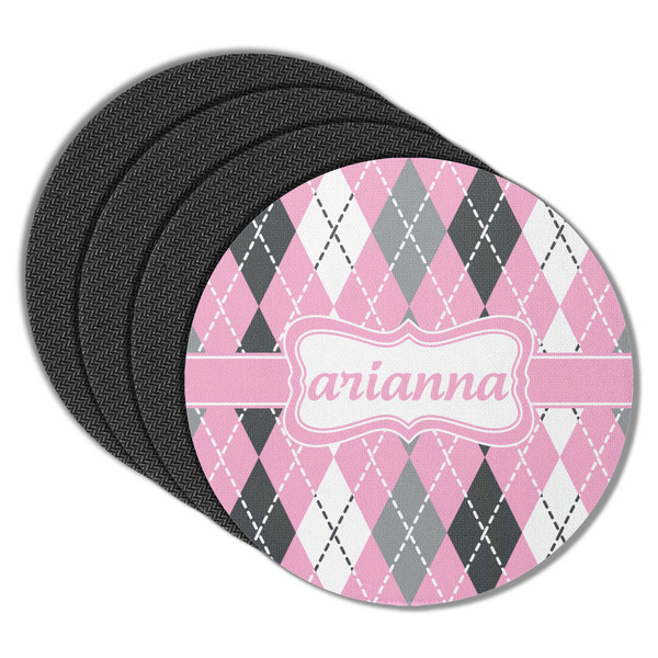 Custom Argyle Round Rubber Backed Coasters - Set of 4 (Personalized)
