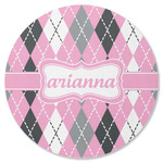 Argyle Round Rubber Backed Coaster (Personalized)
