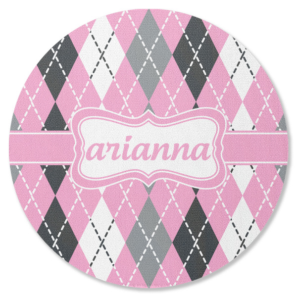 Custom Argyle Round Rubber Backed Coaster (Personalized)