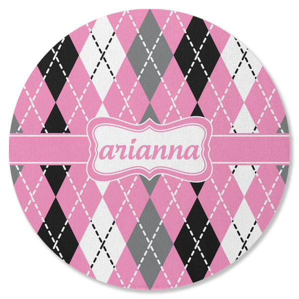 Argyle Round Coaster Rubber Back - Single