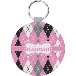 Argyle Round Plastic Keychain (Personalized)