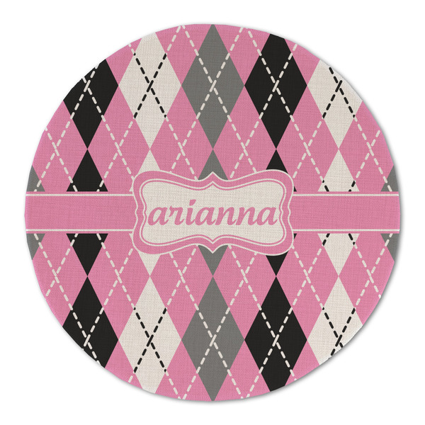Custom Argyle Round Linen Placemat - Single Sided (Personalized)