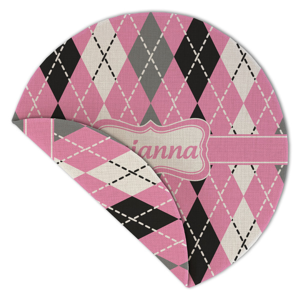 Argyle Round Linen Placemats - Front (folded corner double sided)