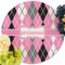 Argyle Round Linen Placemats - Front (w flowers)