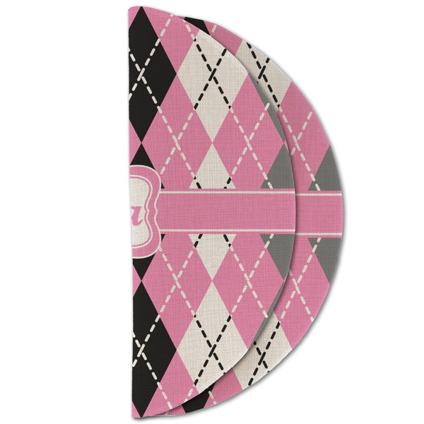 Argyle Round Linen Placemats - HALF FOLDED (double sided)