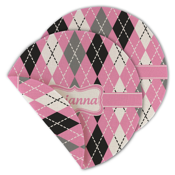 Custom Argyle Round Linen Placemat - Double Sided (Personalized)