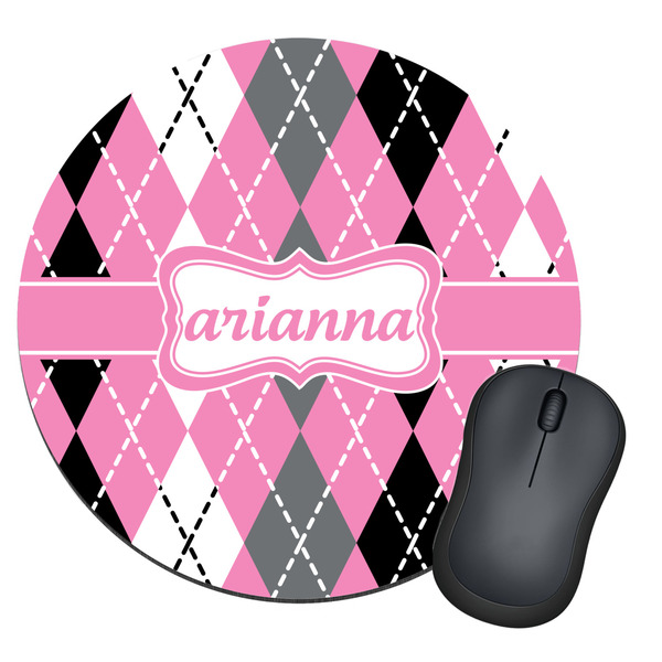 Custom Argyle Round Mouse Pad (Personalized)