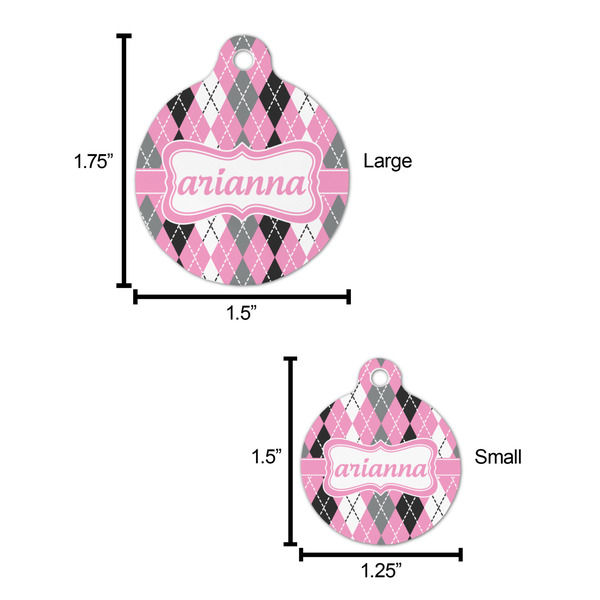 Argyle Round Pet ID Tag - Large - Comparison Scale