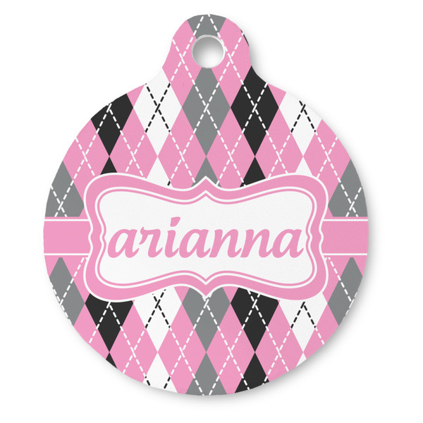 Custom Argyle Round Pet ID Tag (Personalized)