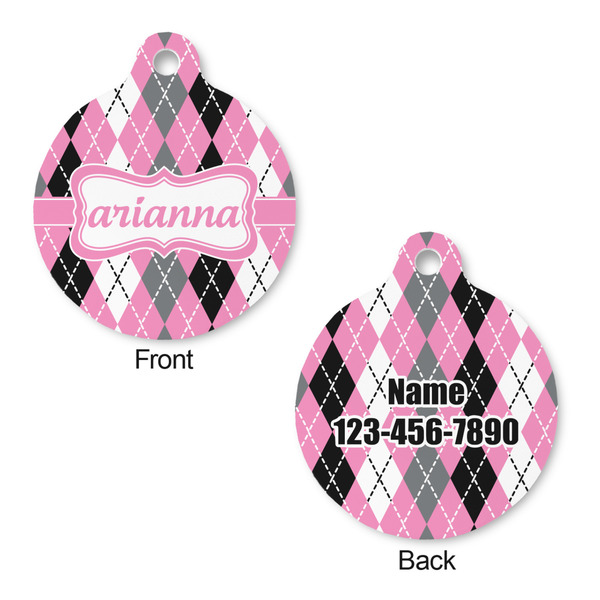 Argyle Round Pet Tag - Front & Back