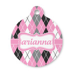 Argyle Round Pet ID Tag - Small (Personalized)
