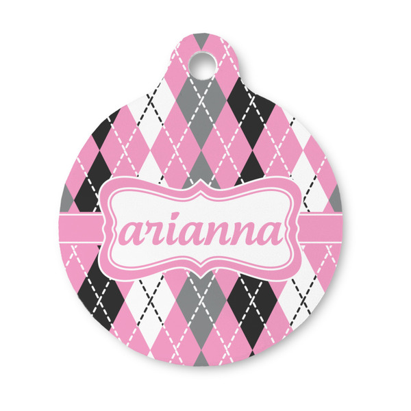 Custom Argyle Round Pet ID Tag - Small (Personalized)