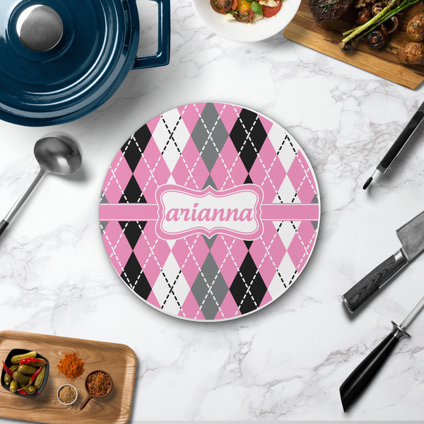 Argyle Round Stone Trivet - In Context View