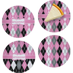 Argyle Set of 4 Glass Appetizer / Dessert Plate 8" (Personalized)