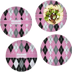 Argyle Set of 4 Glass Lunch / Dinner Plate 10" (Personalized)