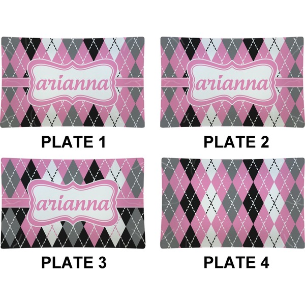 Argyle Set of Rectangular Dinner Plates (Approval)