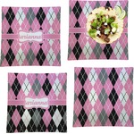 Argyle Set of 4 Glass Square Lunch / Dinner Plate 9.5" (Personalized)