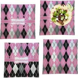 Argyle Set of 4 Glass Square Lunch / Dinner Plate 9.5" (Personalized)