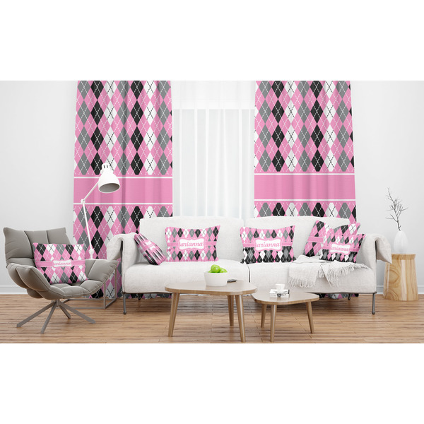 Argyle Sheer and Custom Curtains in Room with Matching Pillows