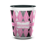 Argyle Ceramic Shot Glass - 1.5 oz - Two Tone - Set of 4 (Personalized)