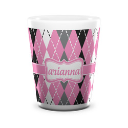 Argyle Ceramic Shot Glass - 1.5 oz - White - Set of 4 (Personalized)