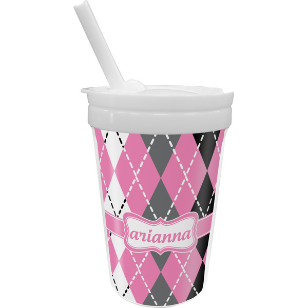 Custom Argyle Sippy Cup with Straw (Personalized)