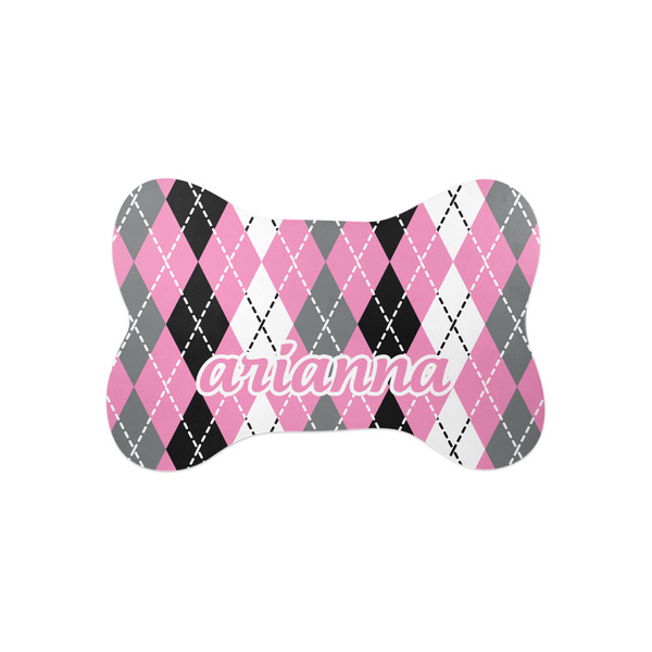 Custom Argyle Bone Shaped Dog Food Mat (Small) (Personalized)