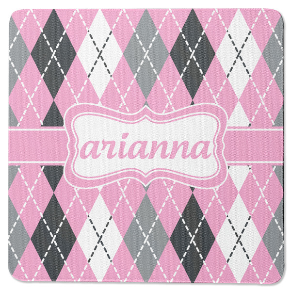 Custom Argyle Square Rubber Backed Coaster (Personalized)