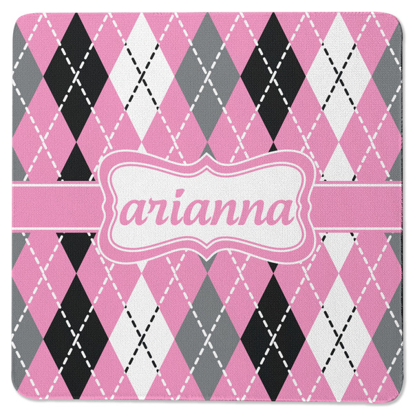 Custom Argyle Square Rubber Backed Coaster (Personalized)