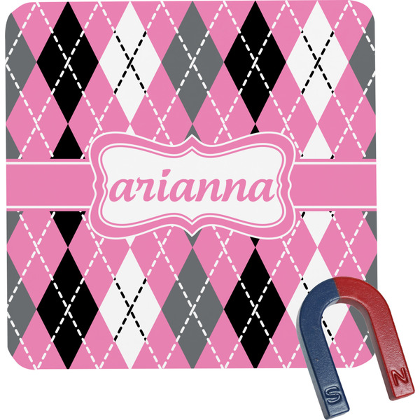 Custom Argyle Square Fridge Magnet (Personalized)