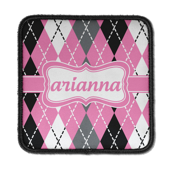Custom Argyle Iron On Square Patch w/ Name or Text