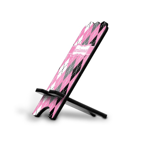 Custom Argyle Stylized Cell Phone Stand - Small w/ Name or Text