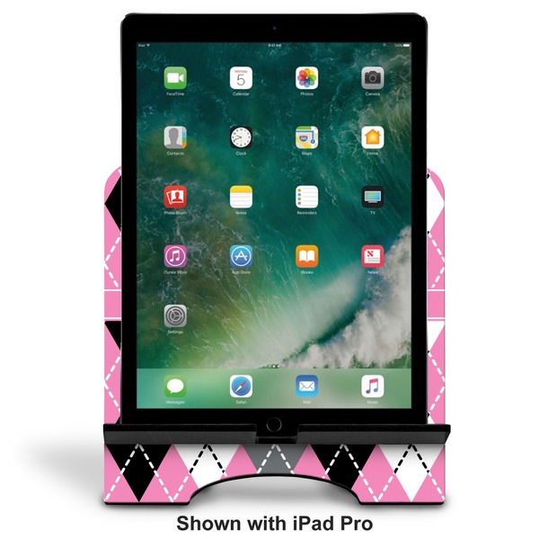 Argyle Stylized Tablet Stand - Front with ipad